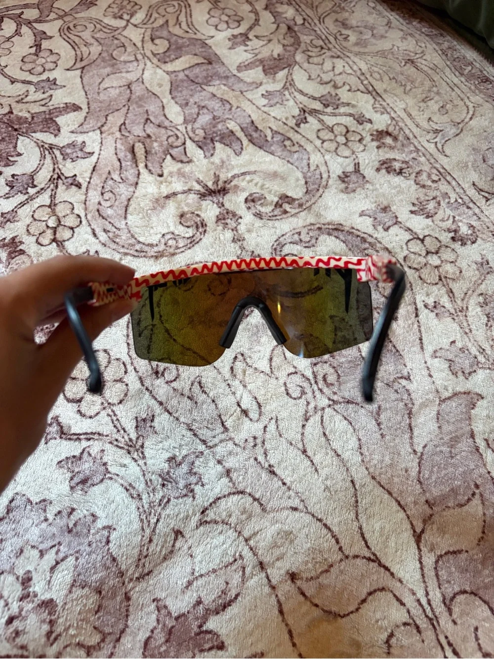 Pit Viper Blue Mirrored Shield Sunglasses Red White